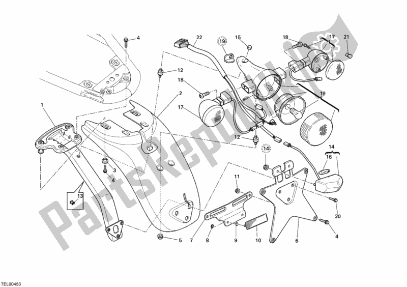 All parts for the Taillight of the Ducati Sportclassic GT 1000 USA 2010